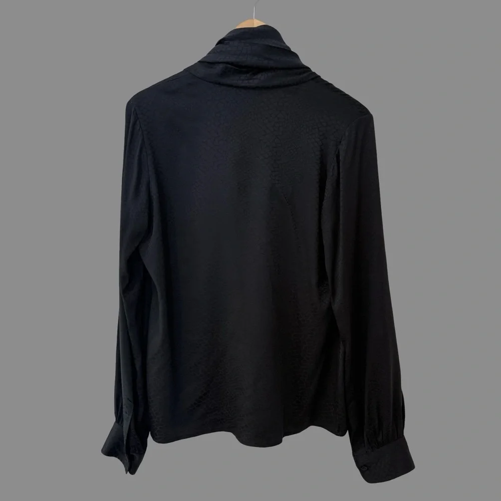 Rachel Zoe Black Animal Print 100% Silk Blouse US10 - Picture 2 of 6